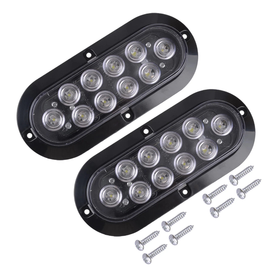 Oval White Trailer Lights 10 LED Sealed Stop Turn Tail for Truck