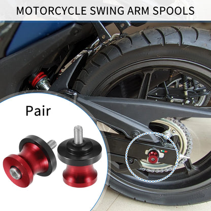 Pair Motorbike Swingarm Spools 6mm CNC Swing Arm Spools Slider Stand Red