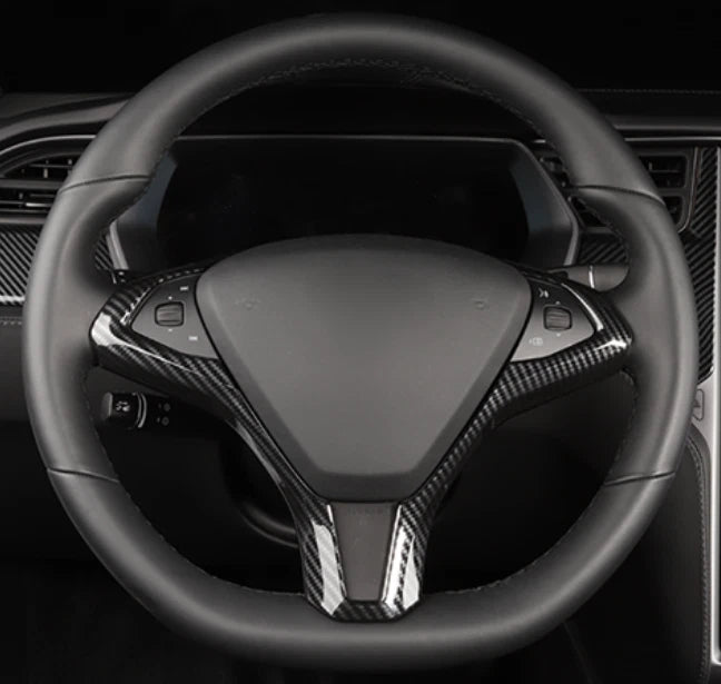 Carbon Fiber Steering Wheel Cover Trim for Tesla Model X (2017-2023)