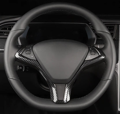 Carbon Fiber Steering Wheel Cover Trim for Tesla Model X (2017-2023)