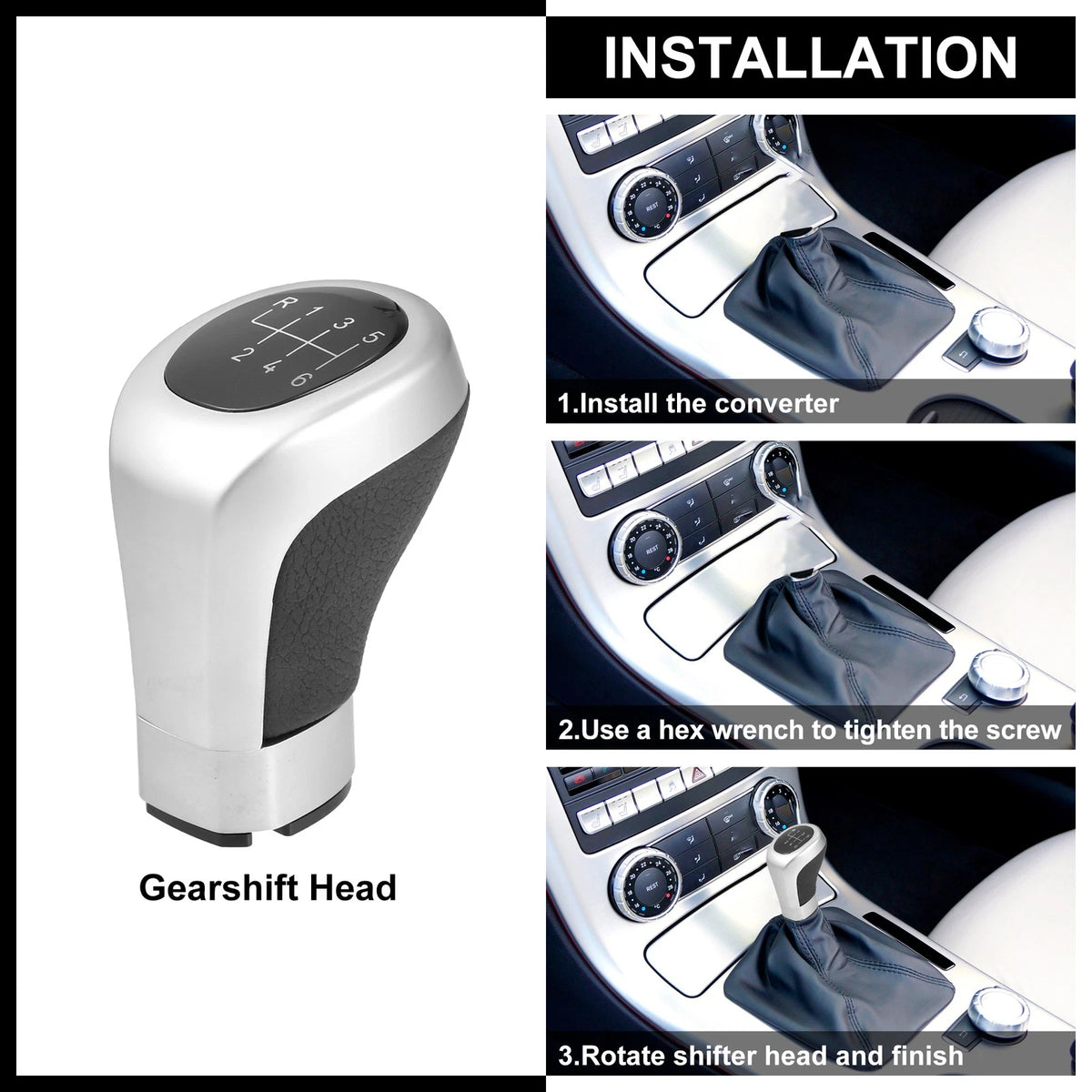 6 Speed Gear Shift Knob Head Black Silver for BMW 1 3 Series (1982-2013)