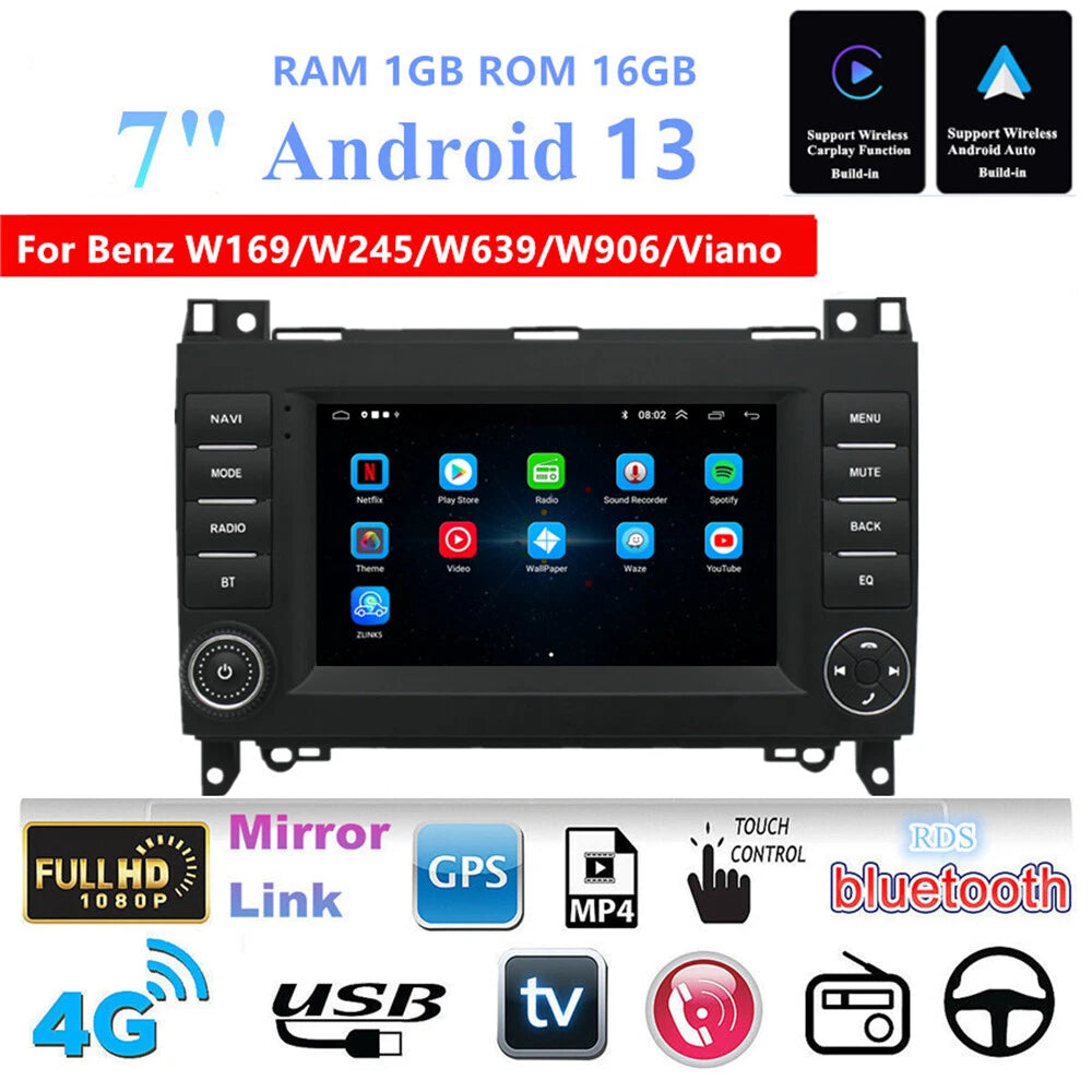 7" Stereo Radio GPS Navigation for Benz A-Class B-Class V-Class (2013-2023)