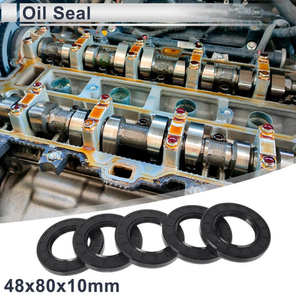 Oil Seal Rotary Shaft Seal NBR Rubber 48x80x10mm 5 Pcs