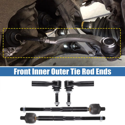 4 x Front Inner Outer Tie Rod End Links Kit for Ford Flex, Lincoln MKS (2009-2019)