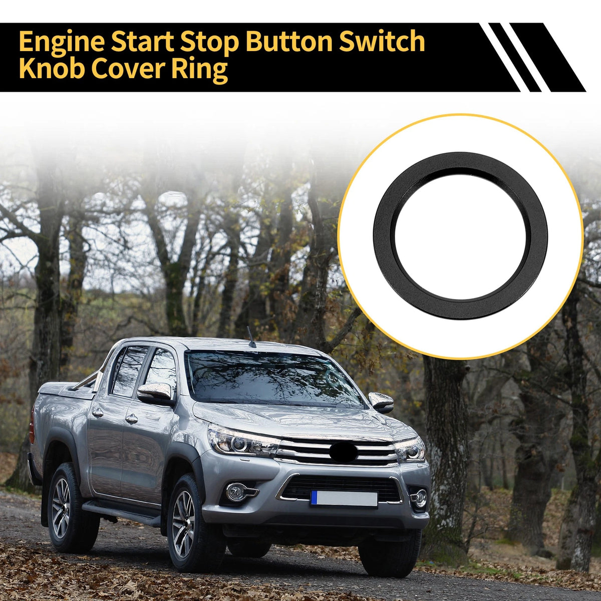 Engine Start Stop Button Knob Cover Ring for Toyota Tacoma (2016-2023) Black