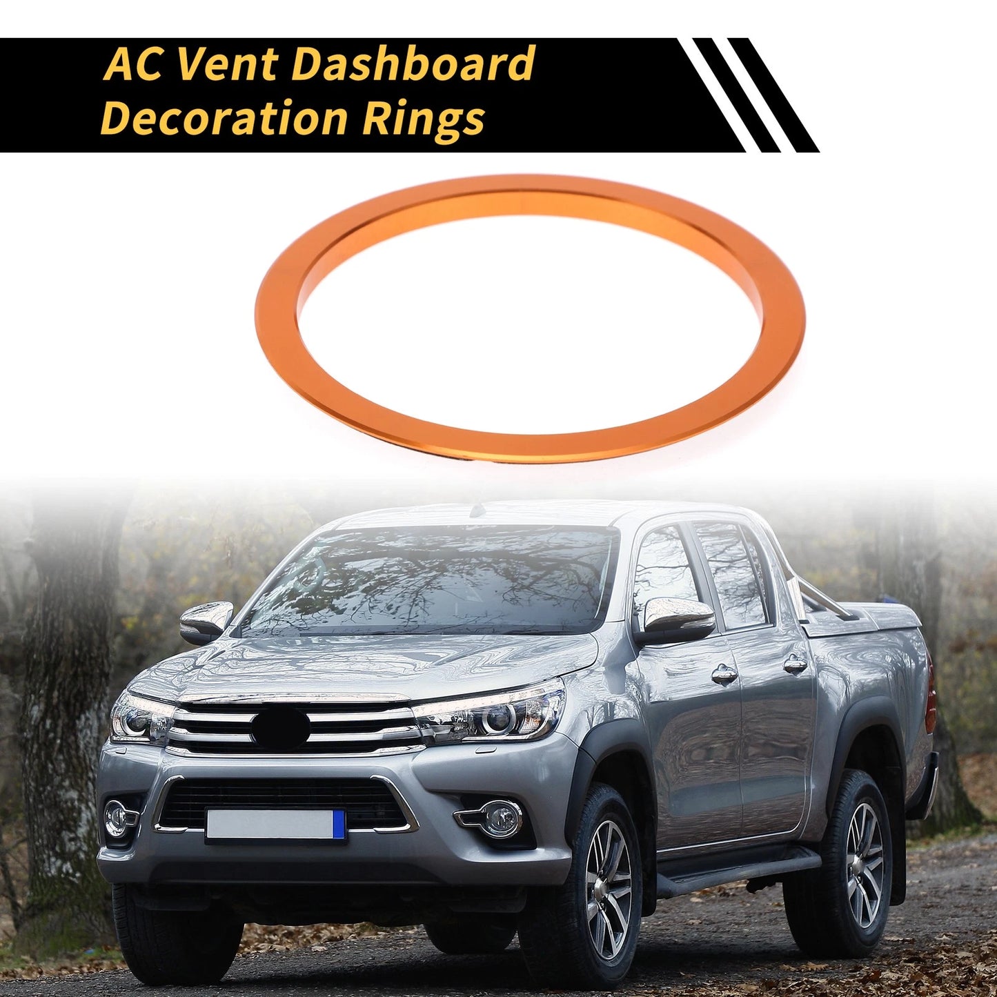 AC Vent Dashboard Decoration Rings 4 x for Toyota Tacoma (2016-2021) Orange
