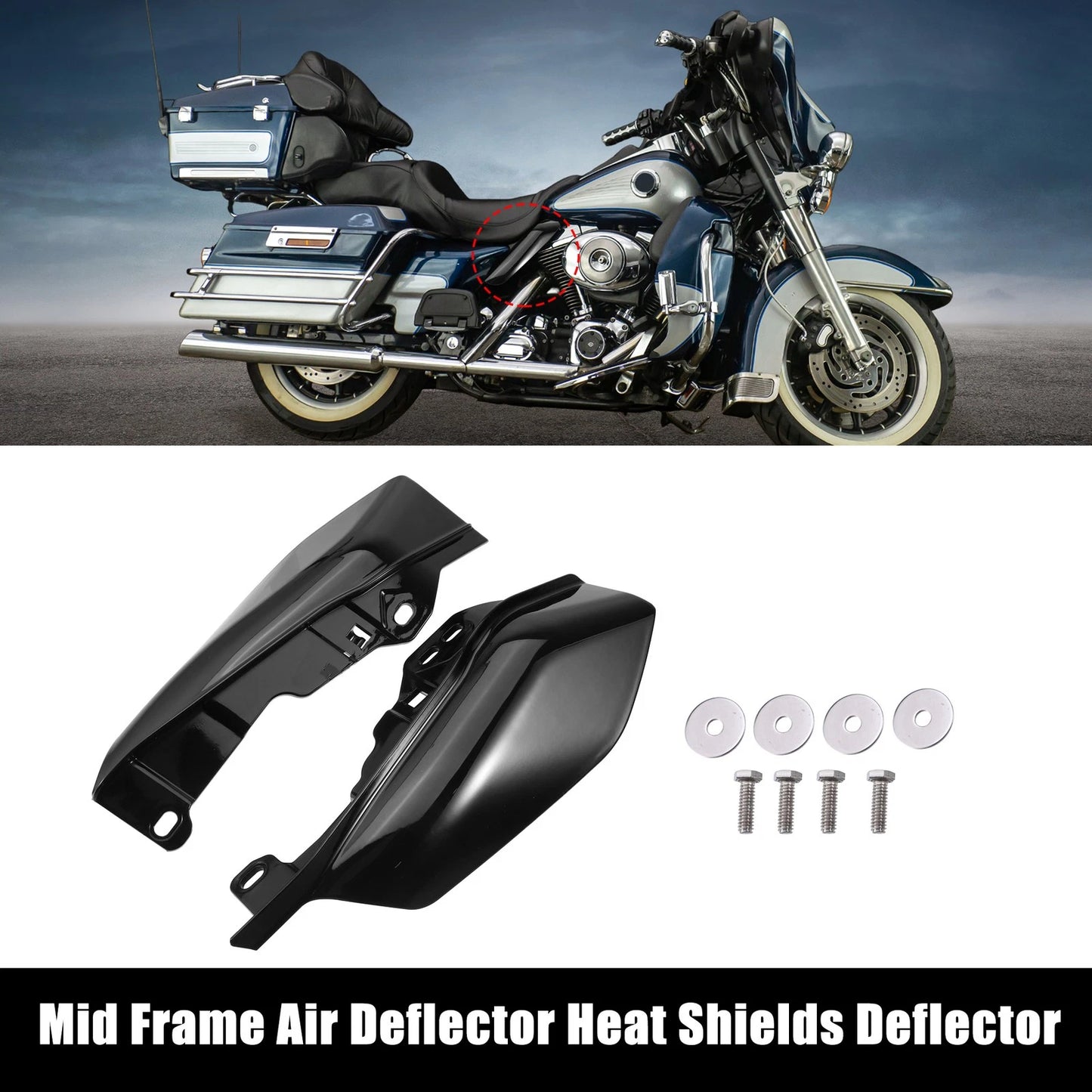 1 Pair Mid Frame Air Deflector for Harley Davidson Street Glide Gloss Black