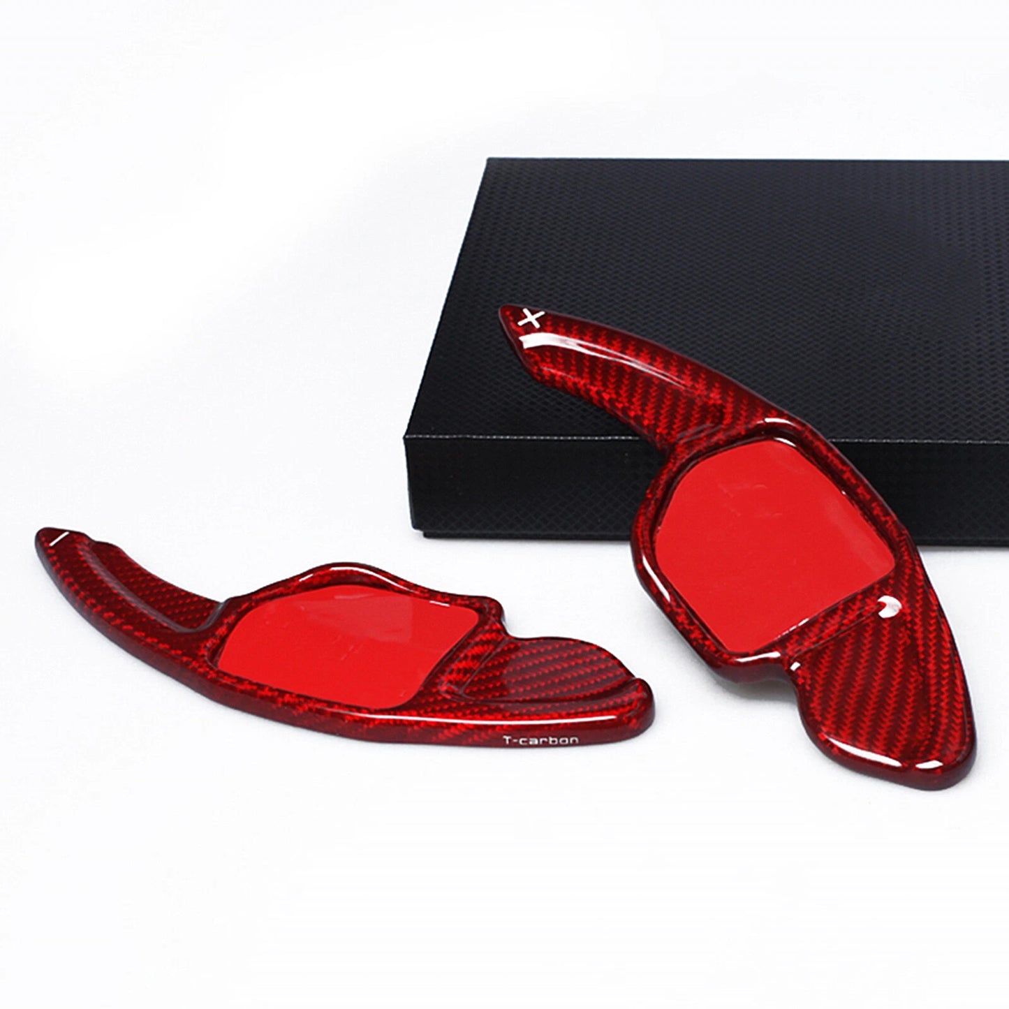 2 x Carbon Fiber Shift Paddle Extensions Red for Audi A4L A8 S5 (2009-2012)