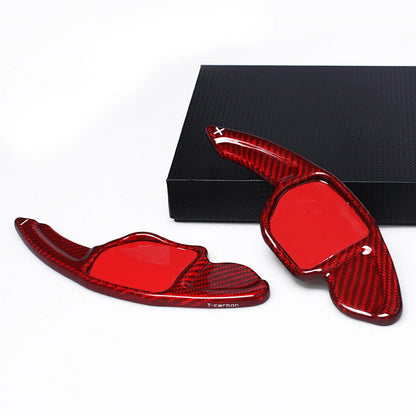 2 x Carbon Fiber Shift Paddle Extensions Red for Audi A4L A8 S5 (2009-2012)