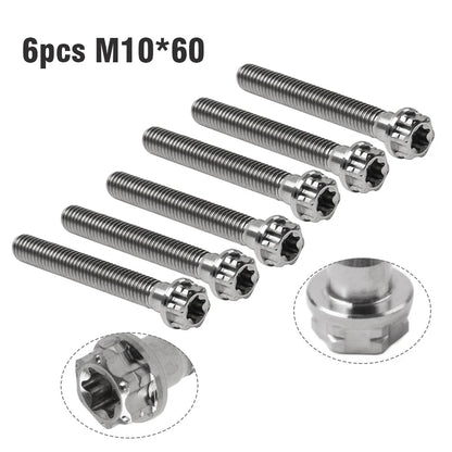6pcs M10x60mm Titanium Torx Head Flange Screws for Motorcycle Bike