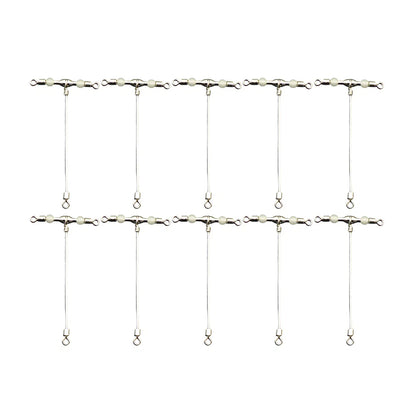 Boat Fishing Swivels 10pcs T-Shape Rolling Connector with Glow Beads for Catfish