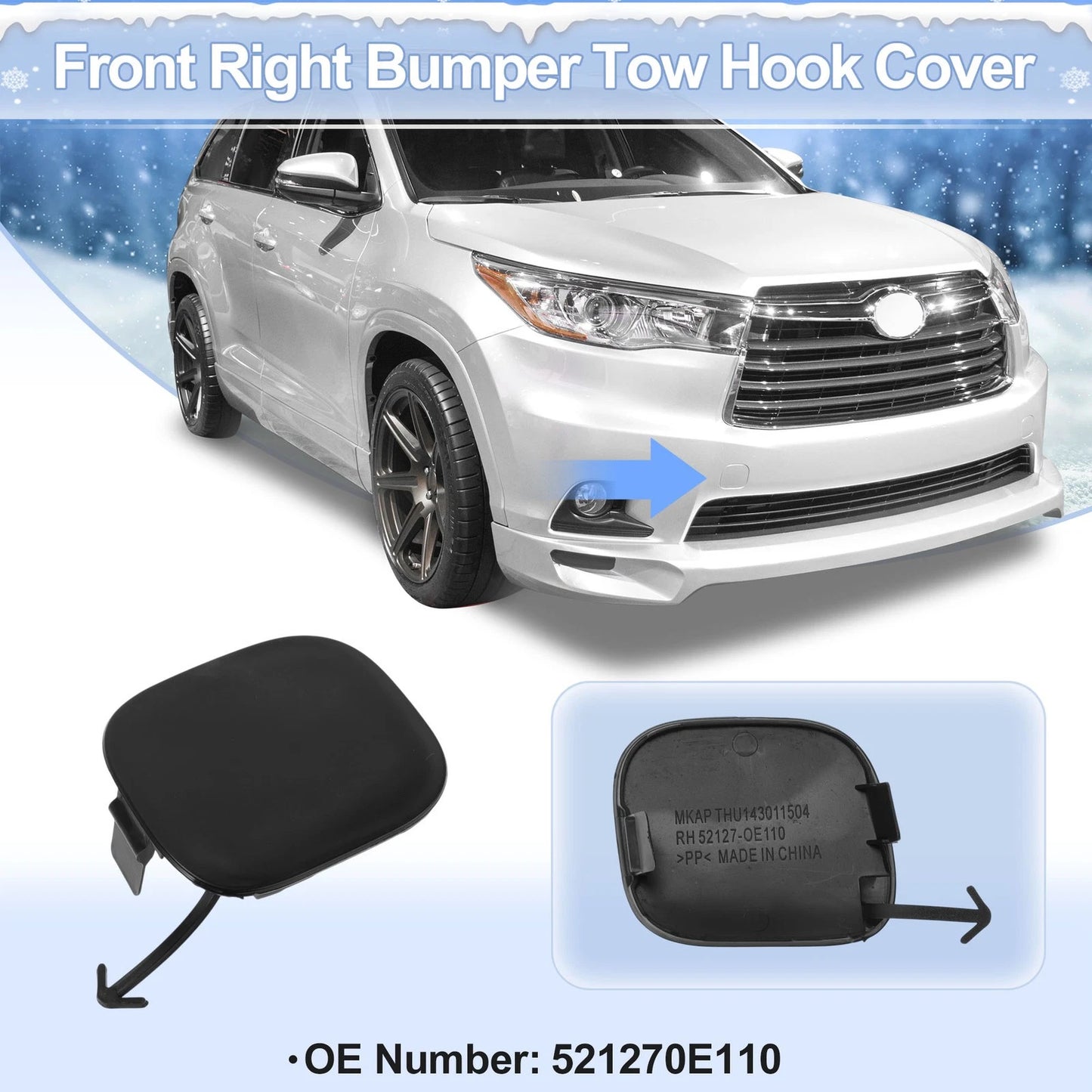 Right Front Tow Hook Cover Cap for Toyota Corolla (2007–2009)