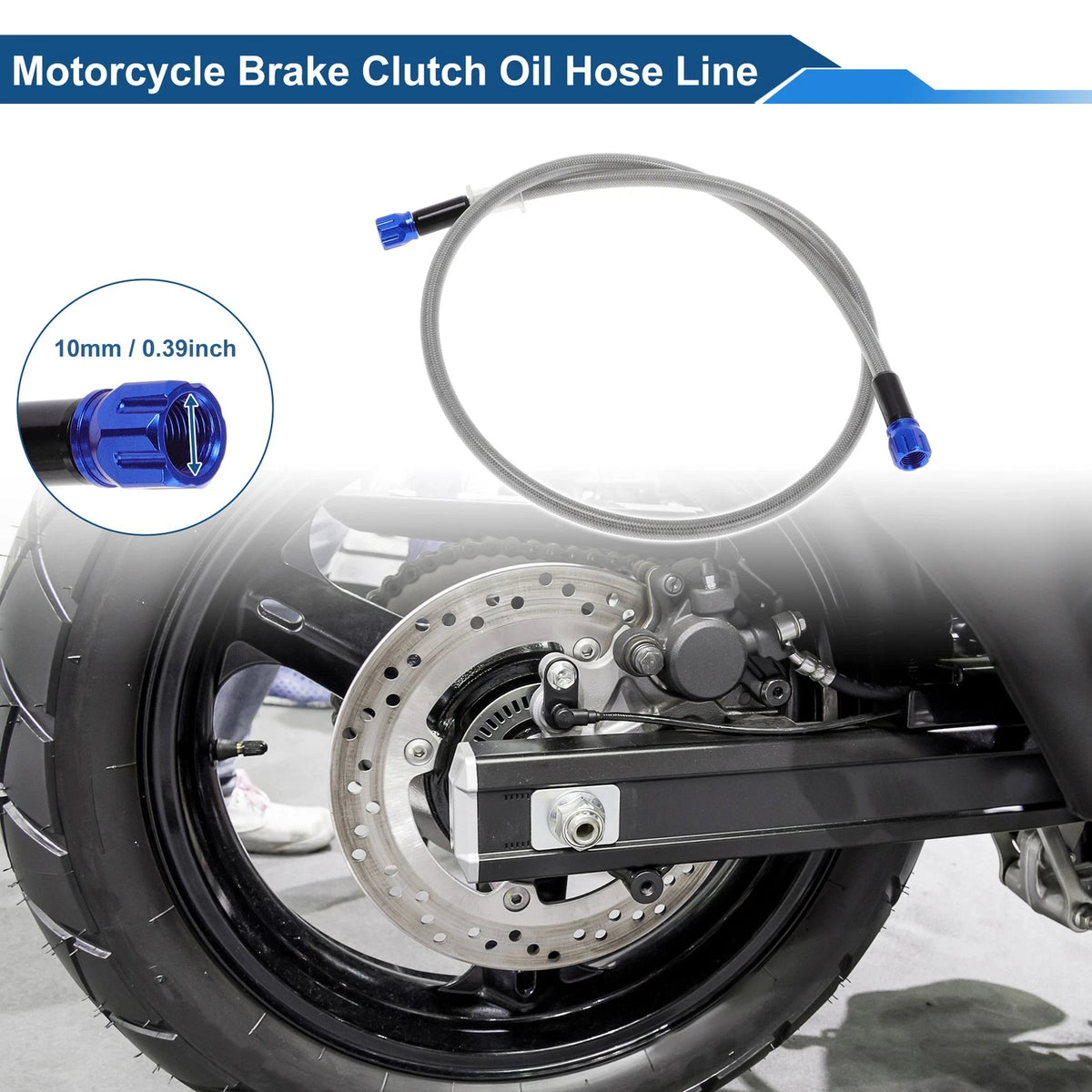 90cm Brake Clutch Oil Hose Line for Motorcycles Silver Tone