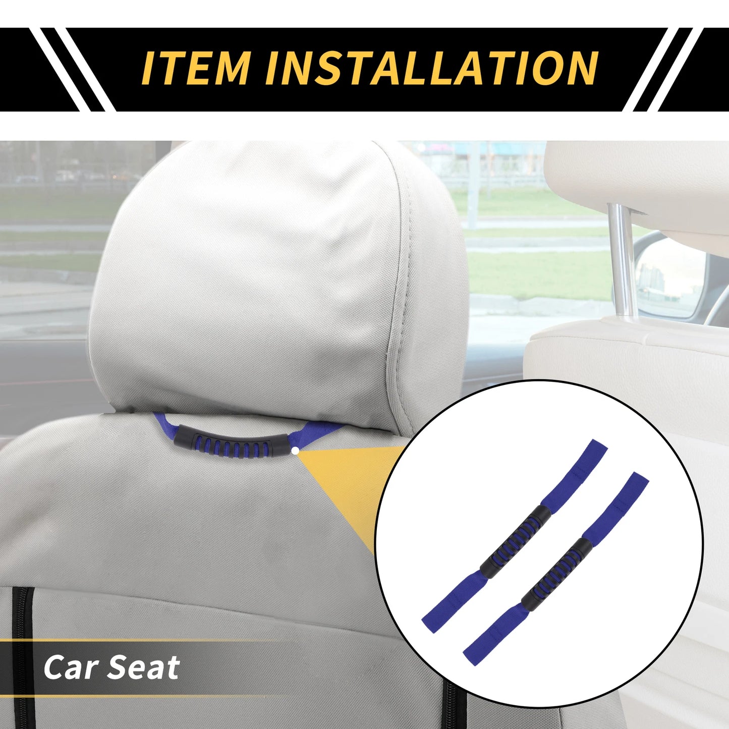 2 x Headrest Grab Handles for Jeep Wrangler (2018-2023) Blue