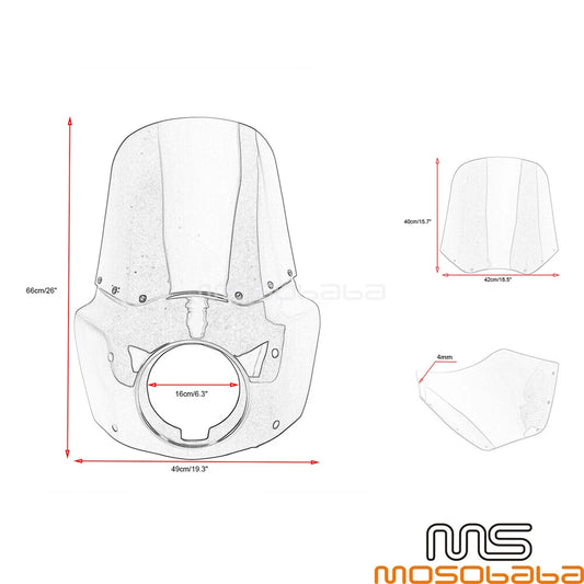 15" Smoke Headlight Fairing Windshield for Harley Dyna FXR FXDWG FXDB FXD (2006-2017)