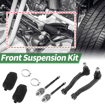 6 Pcs Front Suspension Kit Tie Rod Ends & Boots for Suzuki Swift (2004-2010)