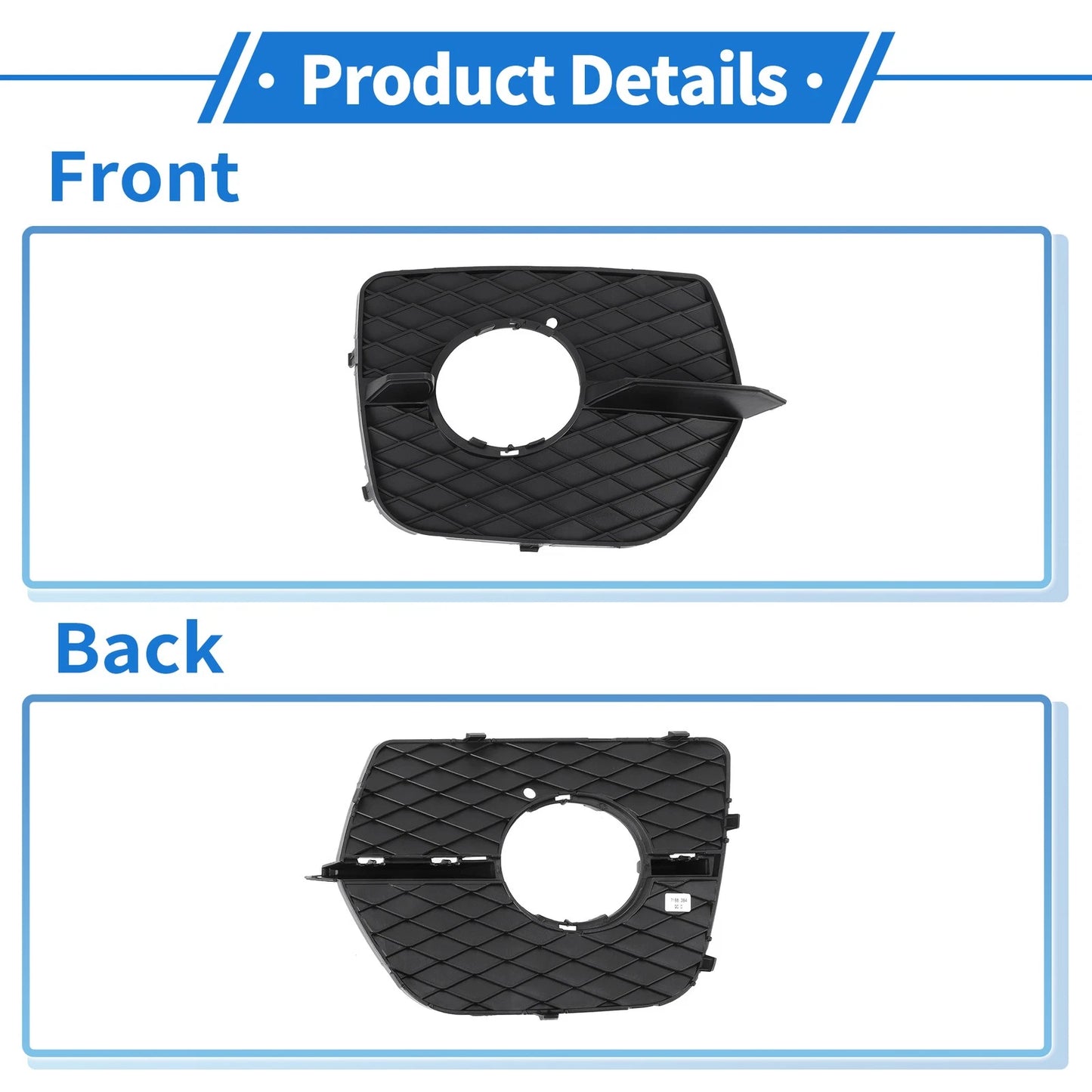 Front Right Fog Light Grill 1x for BMW X6 (2008 - 2014) Black