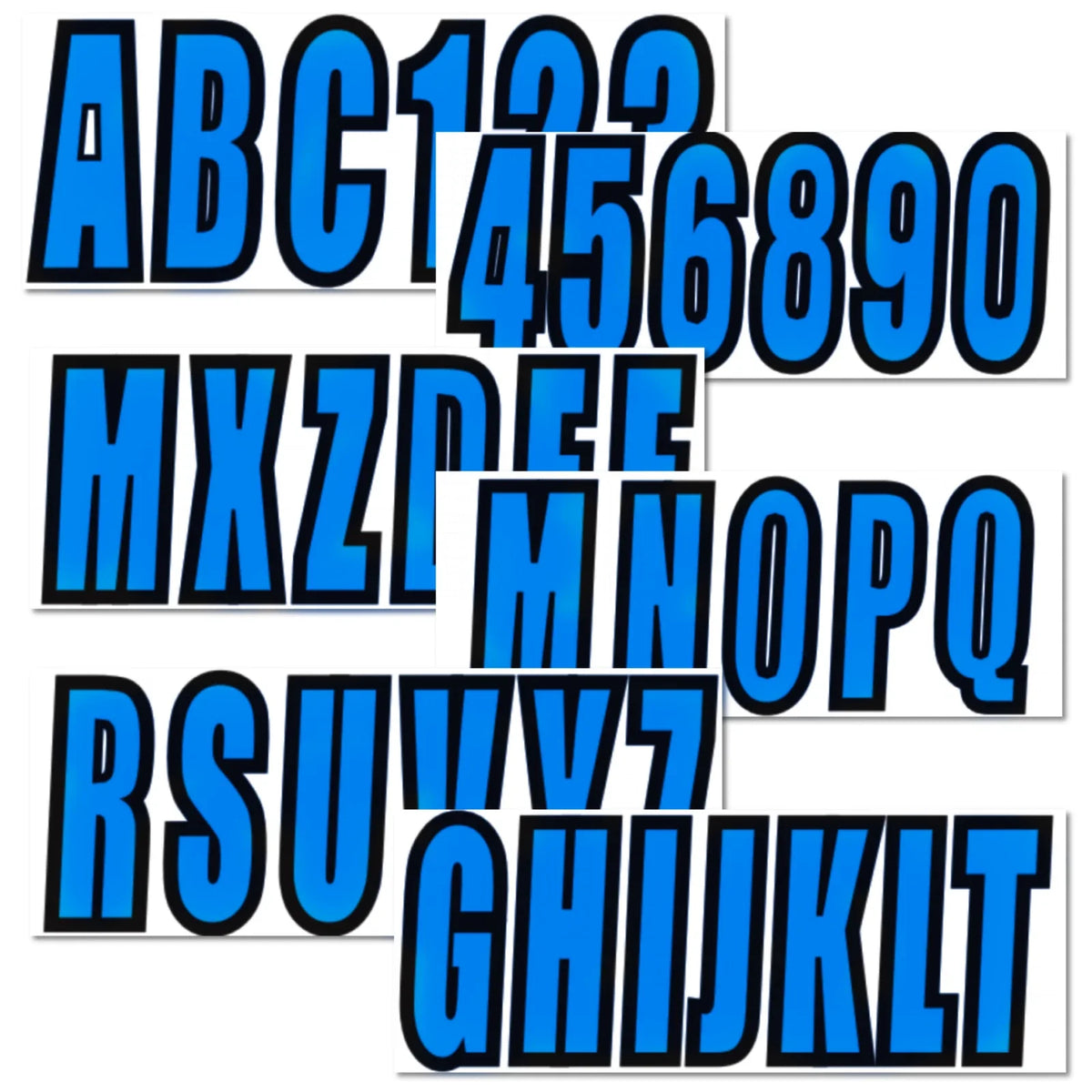 4 x Blue Boat Registration Decals A-Z & 0-9 Stickers
