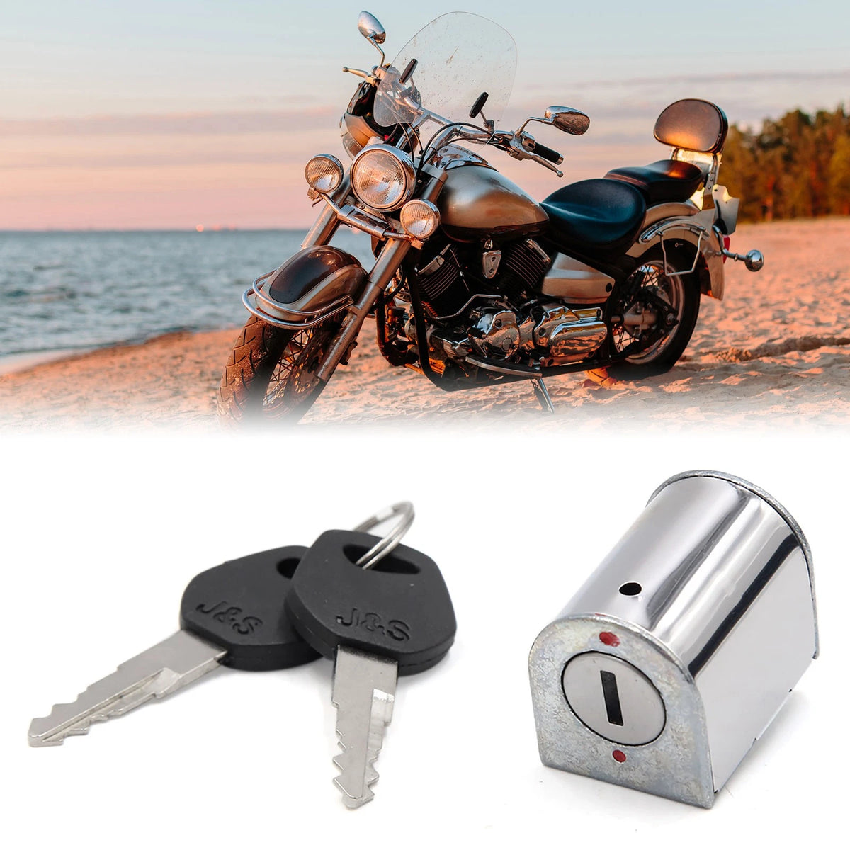 Stainless Steel Motorcycle Steering Lock w/ Keys for Honda CG125