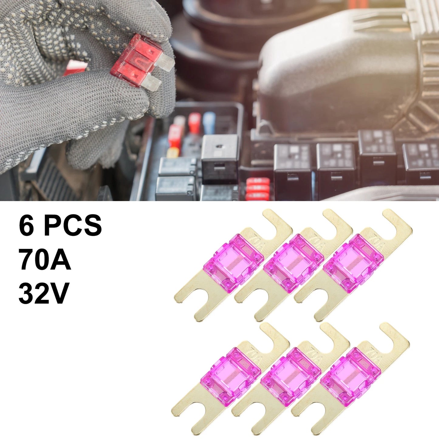 6 x 70A AFS Mini ANL Fuse for Car/Truck/Motorcycle/Boat Audio