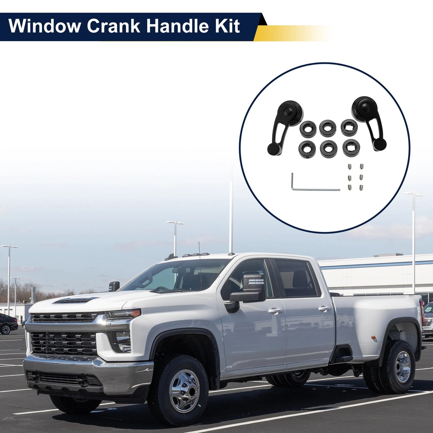 Door Window Crank Handle Set for Chevy, Ford, Chrysler - Black