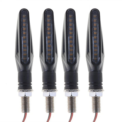 Universal Motorcycle Amber 12 LED Flowing Turn Signal Blinker Lights 4 x Set