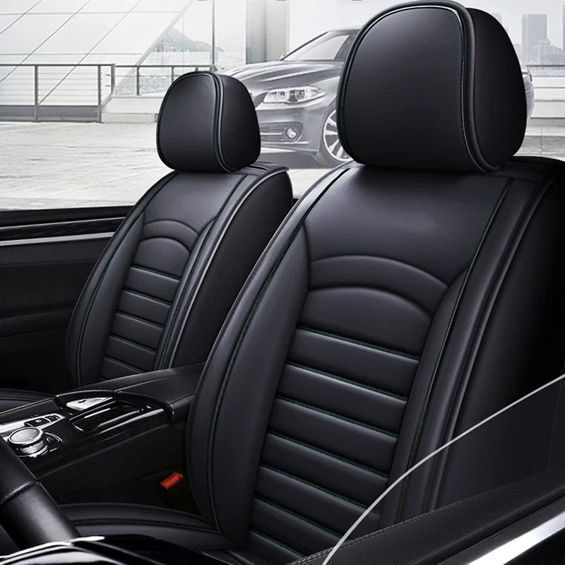 Black PU Leather Front Seat Cover for Chevy Silverado GMC Sierra (2014-2023)