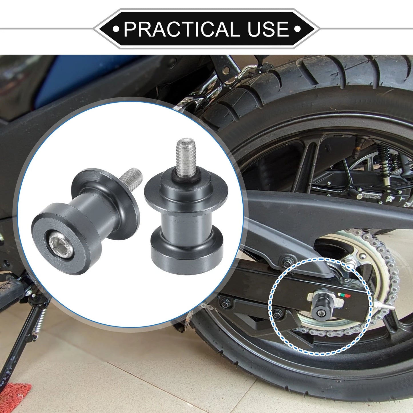 2 x Pair / 6mm / Swingarm Spool Slider Stand Titanium Tone for Motorbike