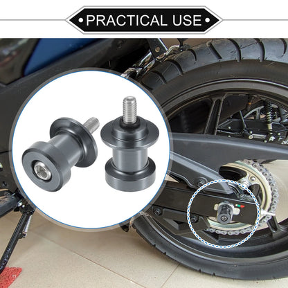 2 x Pair / 6mm / Swingarm Spool Slider Stand Titanium Tone for Motorbike