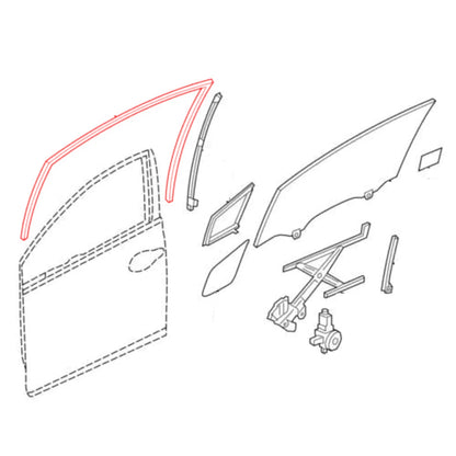 Front Door Glass Run Channel Seal for Honda Civic Sedan 2012-2015