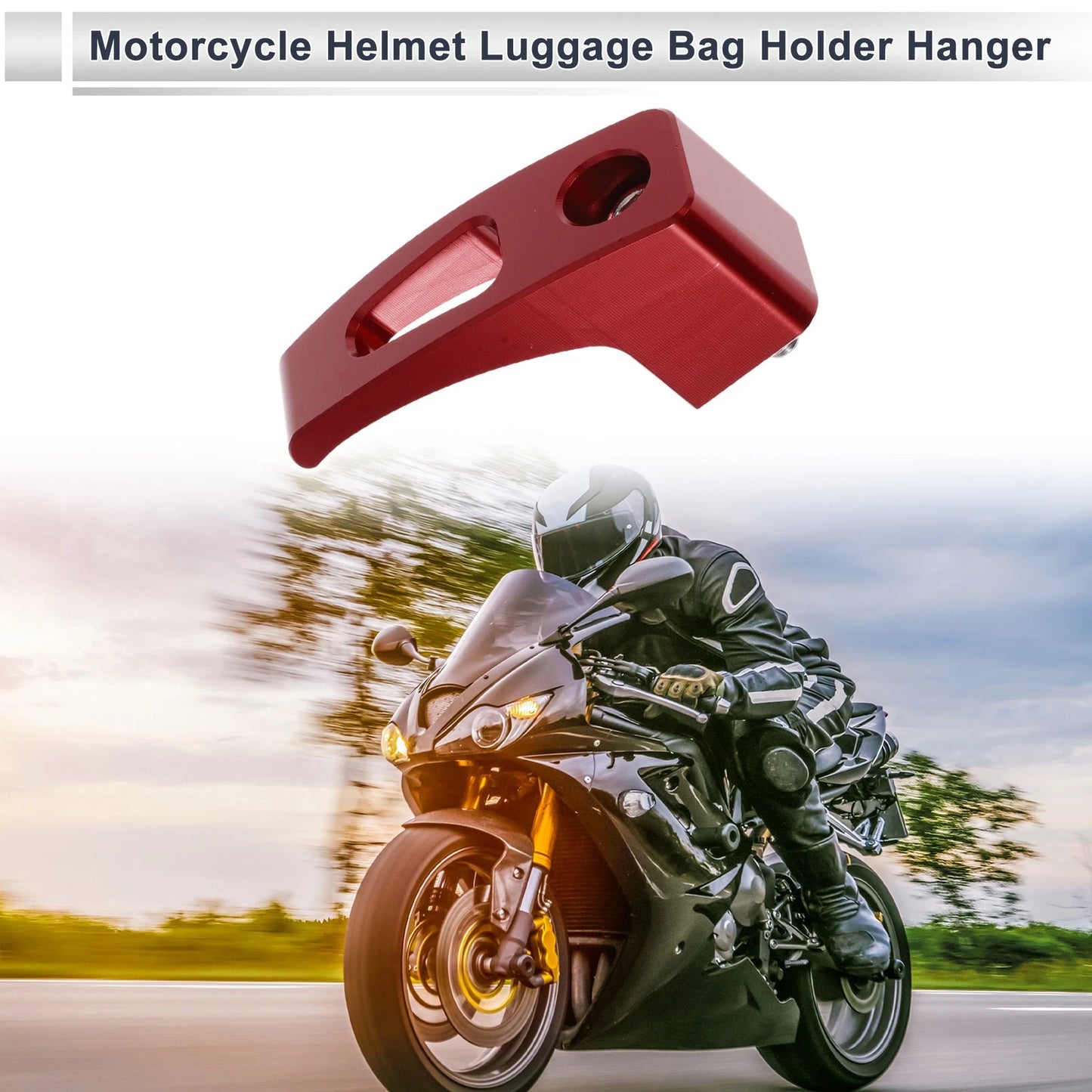 Rectangular Slot Aluminum Alloy Motorcycle Hanging Hook 1 Set Red 61mm