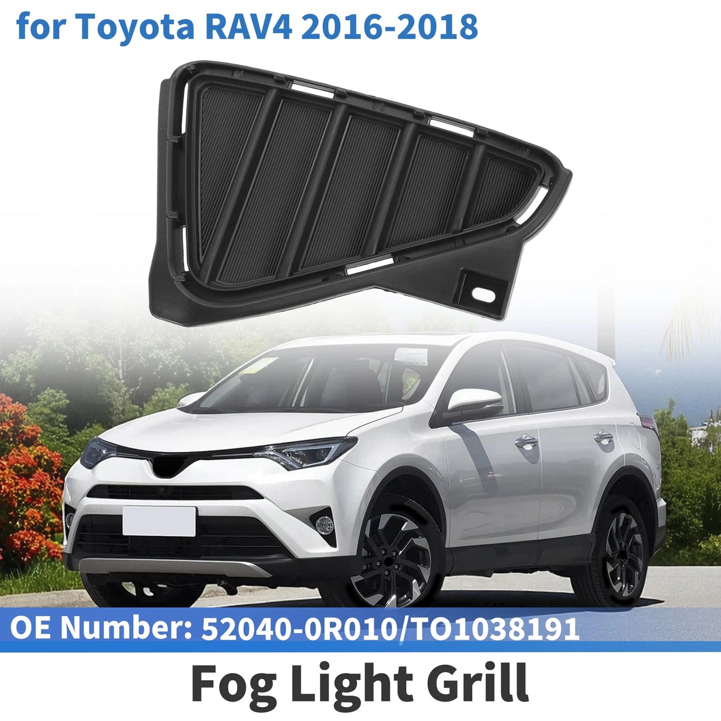 Front Left Bumper Fog Light Cover for Toyota RAV4 (2016–2018)
