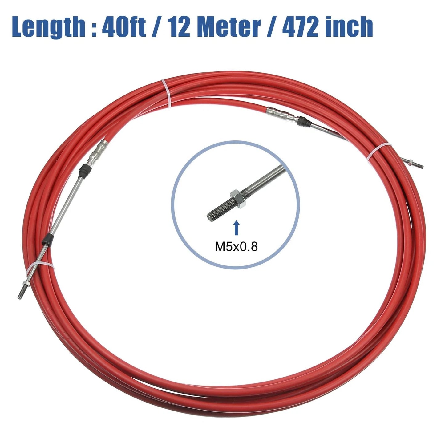 2 x 40ft 472 Inch Marine Type Shift Remote Control Box Cable for Yamaha Red