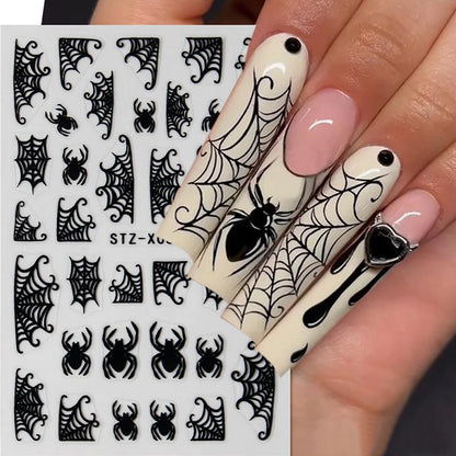 8 Sheets Halloween Nail Decals Self-Adhesive Art Stickers for Women