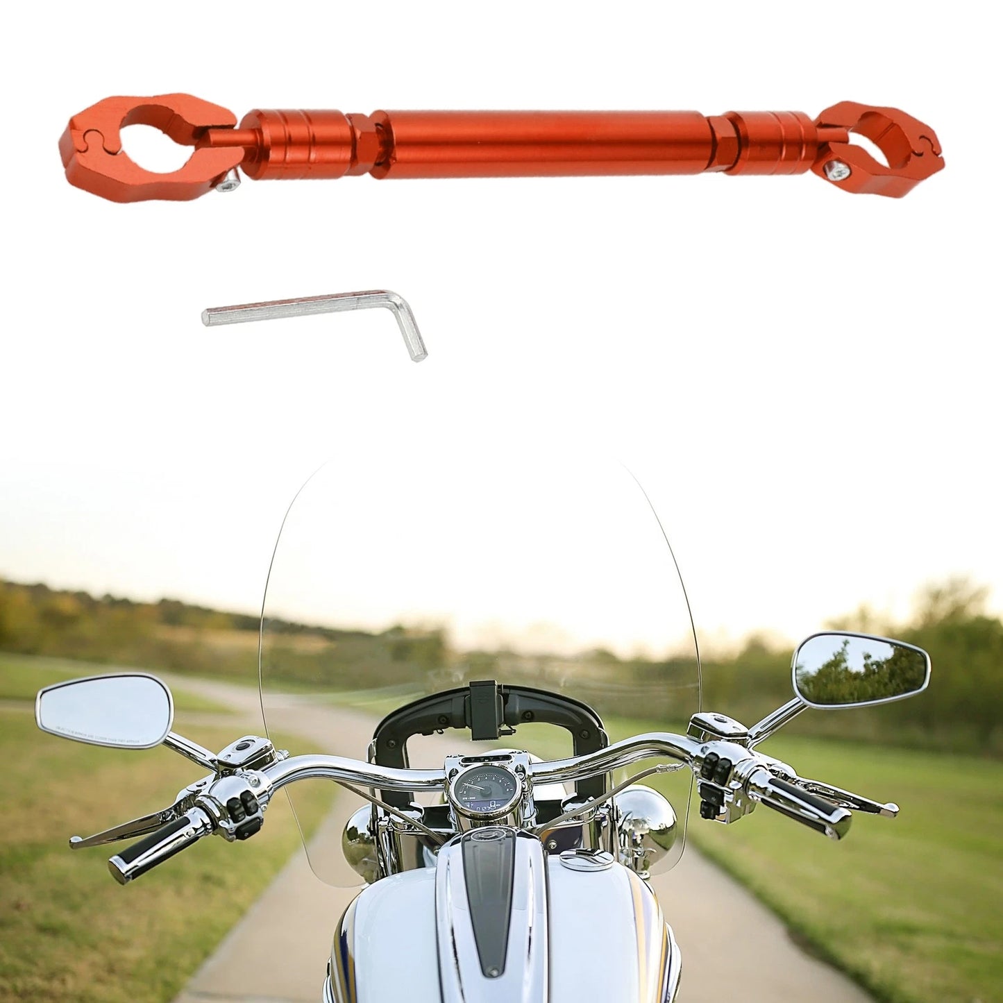 Motorcycle Balance Bar 1 Adjustable Handlebars Orange Wrench for Motorcycle