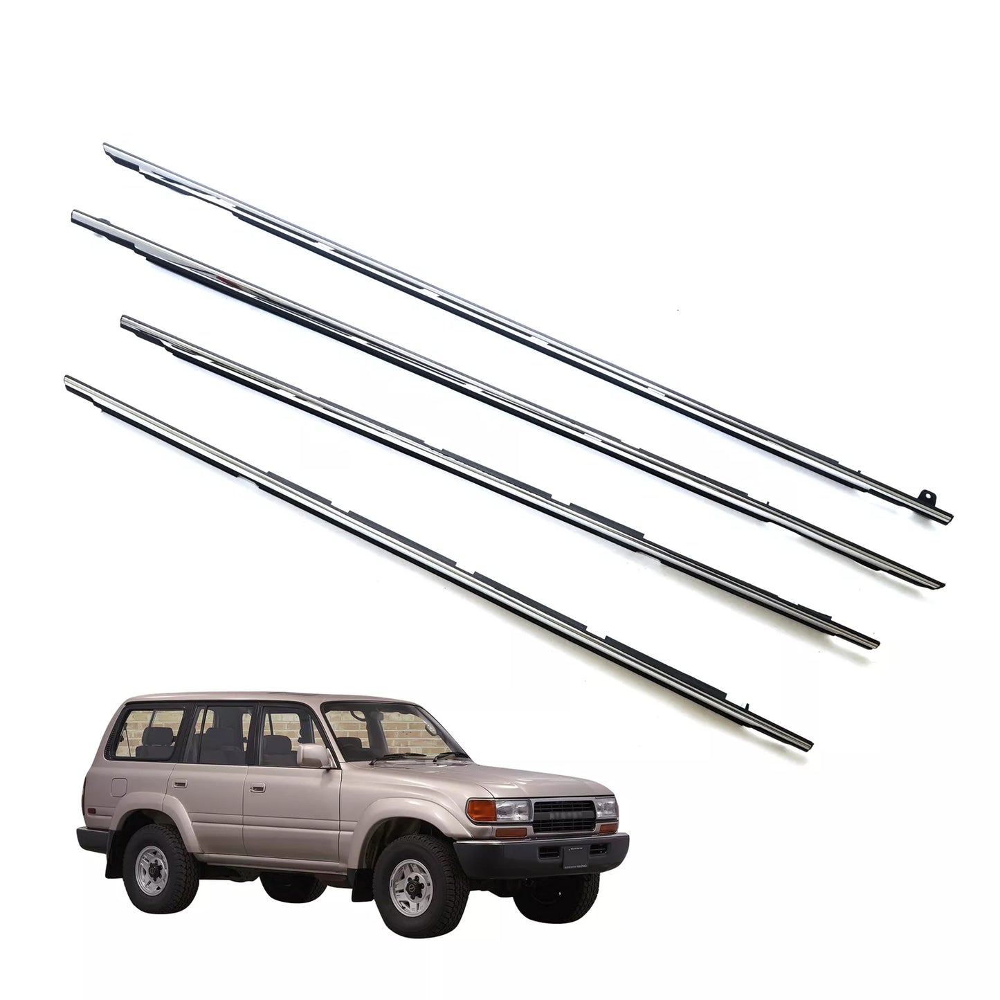 Front Rear Door Belt Moulding Set for Toyota Land Cruiser FJ80 HDJ81 HZJ80 1990-2006