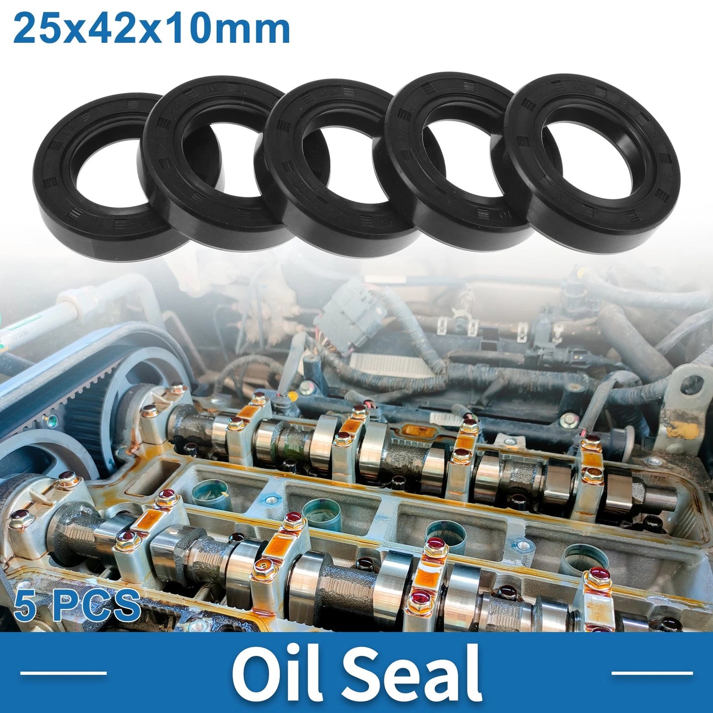 Oil Seal 25x42x10mm Shaft Seal Nitrile Rubber Black 5 Pcs for Make Model