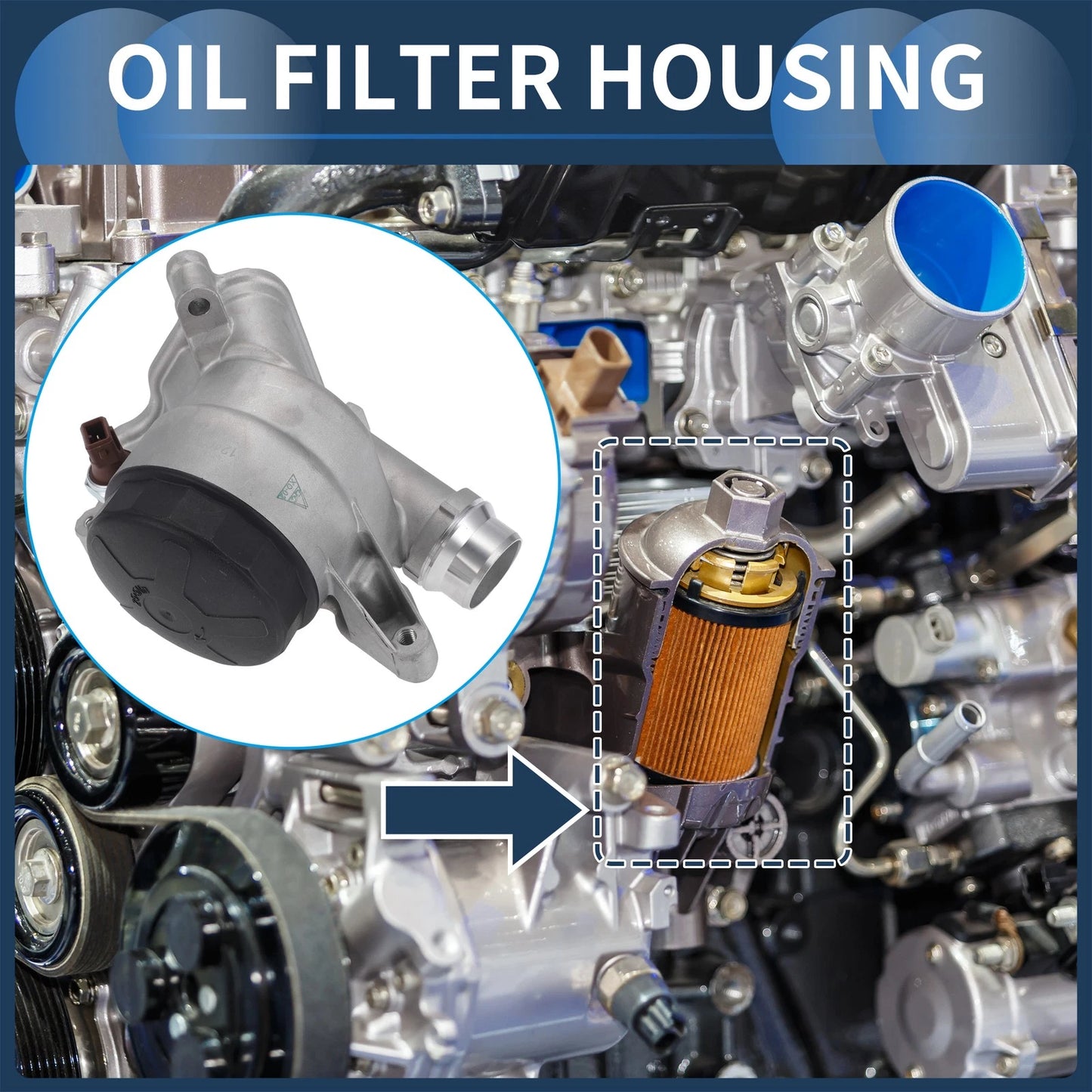 Engine Oil Filter Base Housing Assembly with Sensors for BMW 128i (2008-2013)