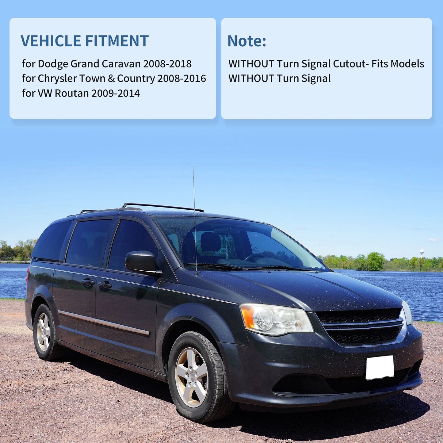 Pair Left Right Mirror Covers for Dodge Grand Caravan (2008-2018)