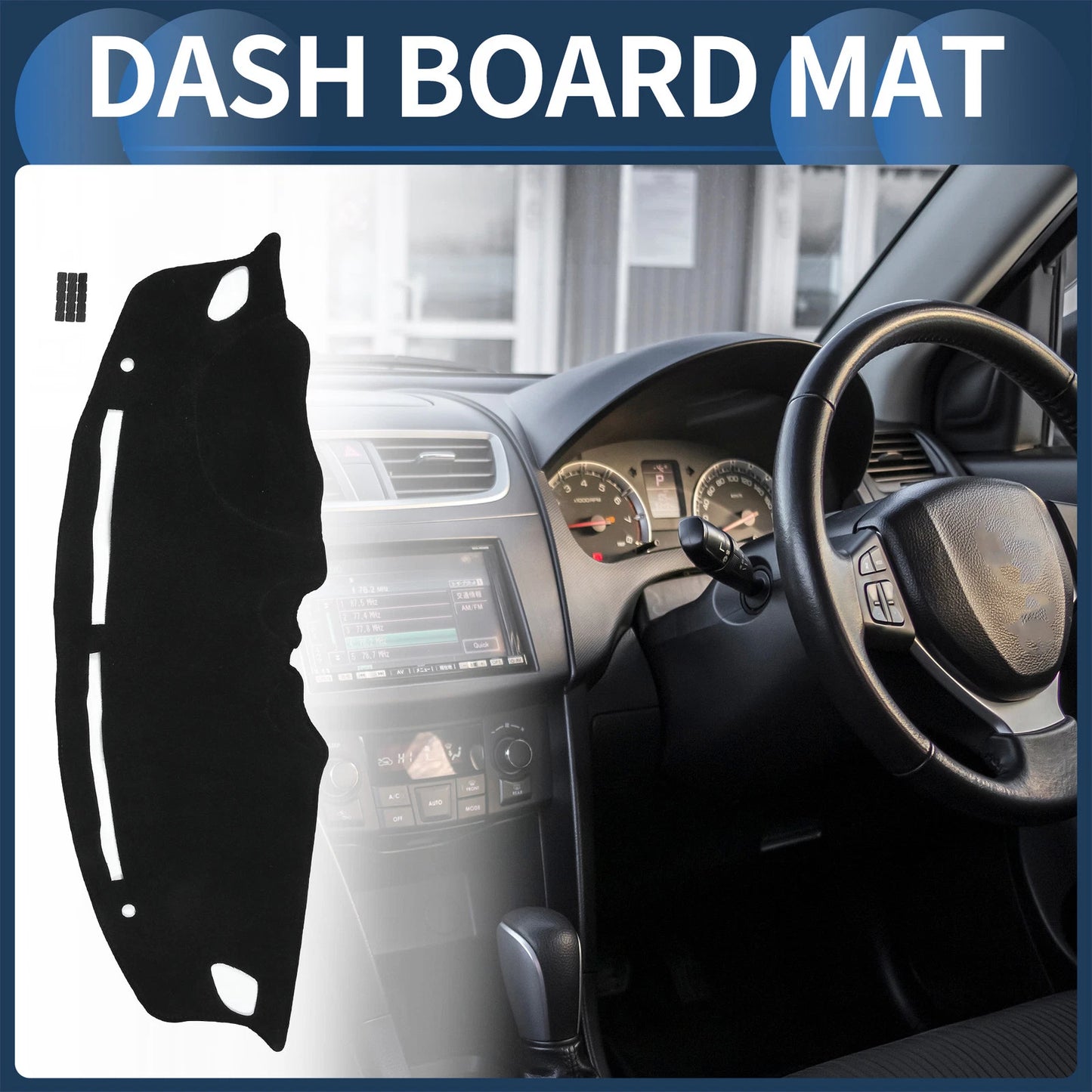Dashboard Cover Mat for Suzuki Swift ZC 2017-2024 Black 1 Set