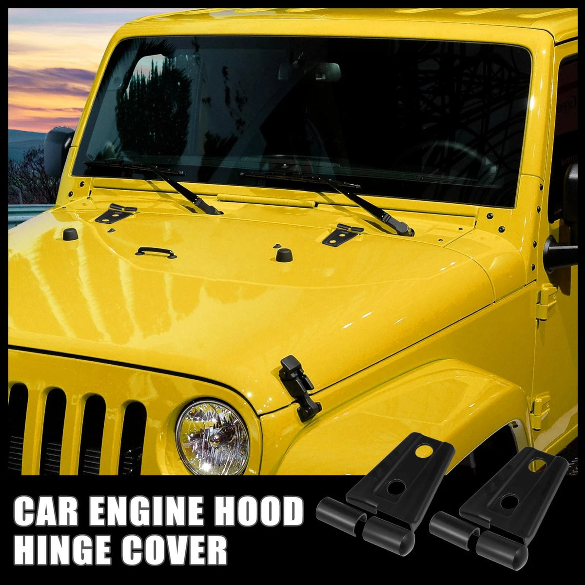 2 x Engine Hood Hinge Covers for Jeep Wrangler 2-Door/4-Door (2007-2018) Black