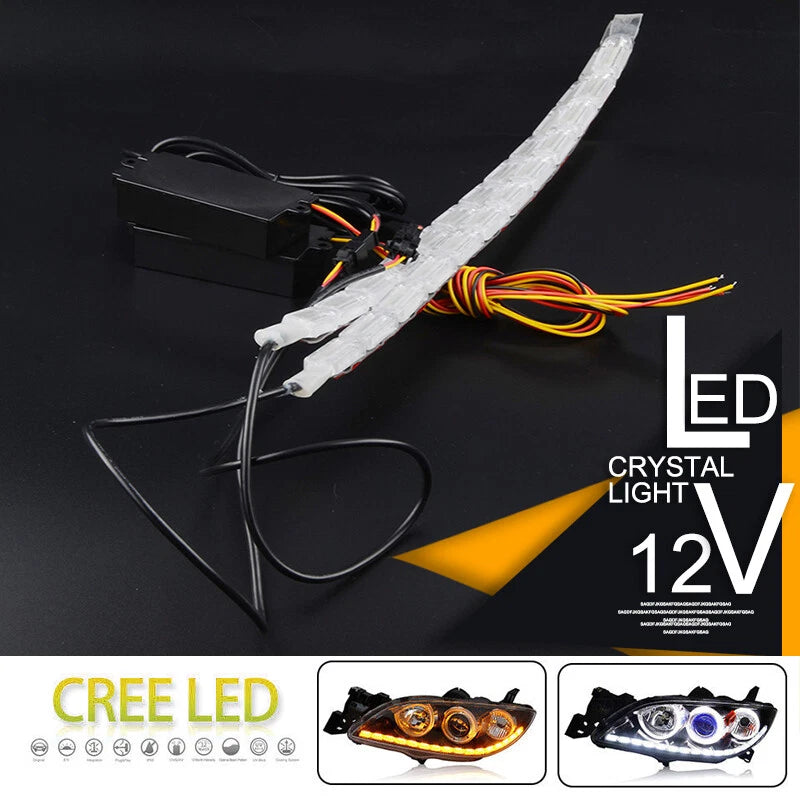 2 x 12LED Switchback Flexible LED Strip Light for Car Turn Signal Lamp