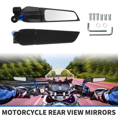 M8/M10 Rear View Mirrors Polygonal Handlebar Black Blue for Make Model