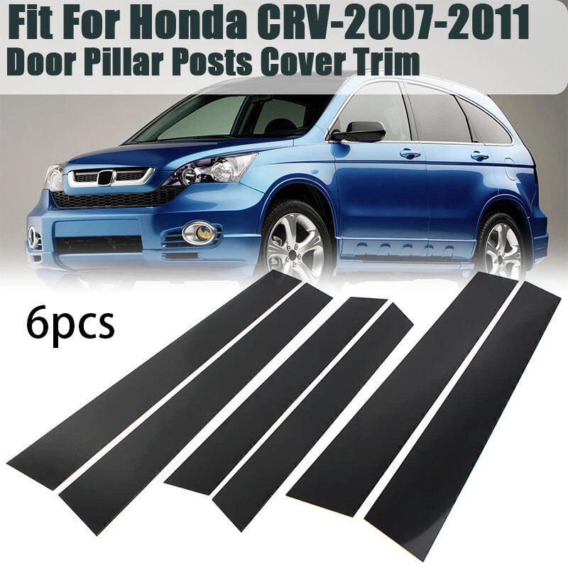6 x Black Window Pillar Posts for 2007-2011 Honda CRV Door Trim Covers