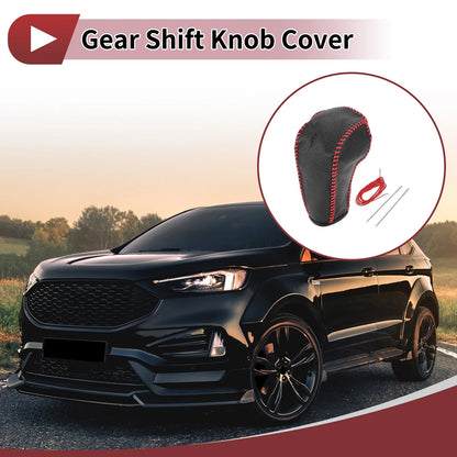 Car Gear Shift Knob Cover for Ford Edge 2011-2014 Red Faux Leather