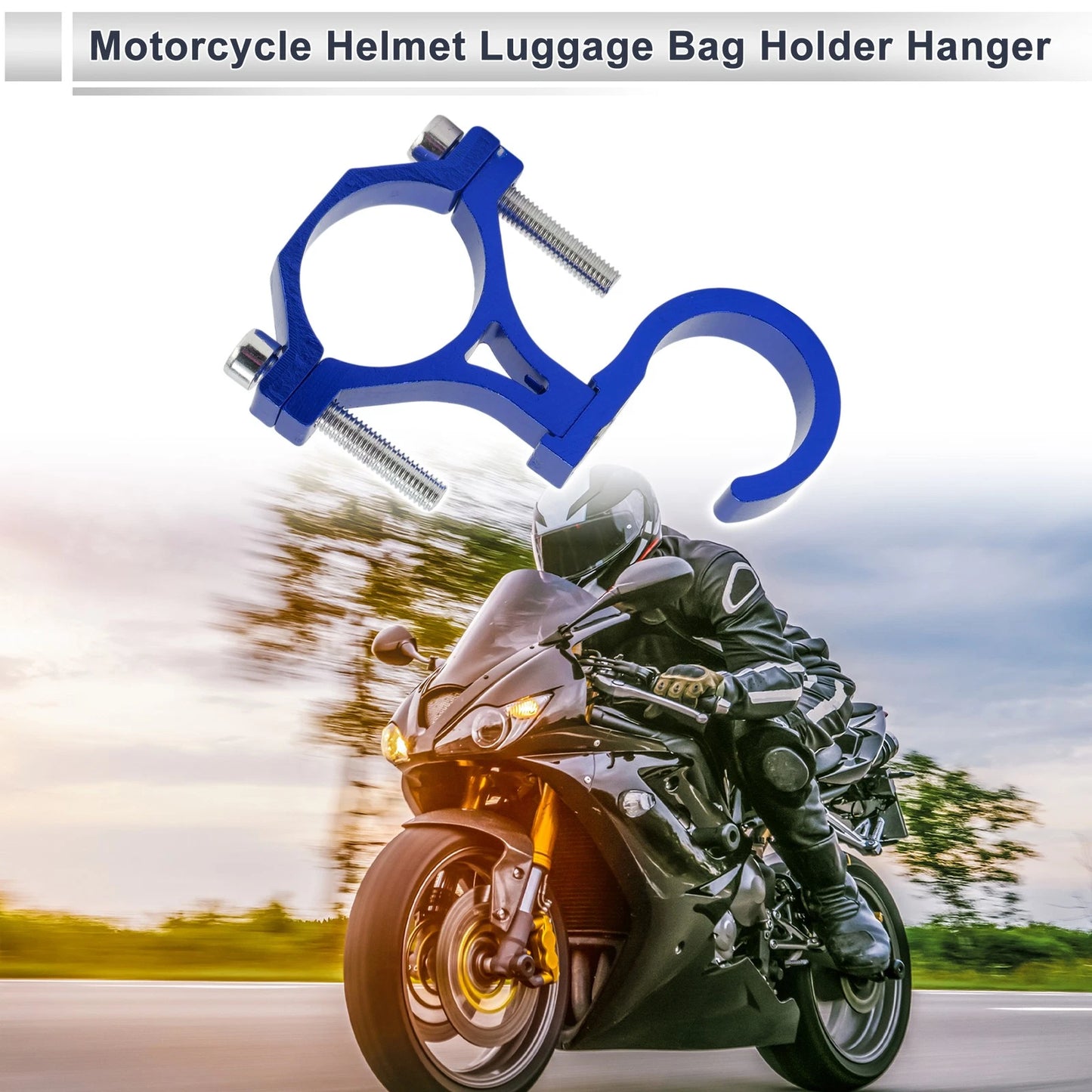 Arc Aluminum Alloy Motorcycle Hanging Hook 2 x Screws & Washers Hex Wrench Blue