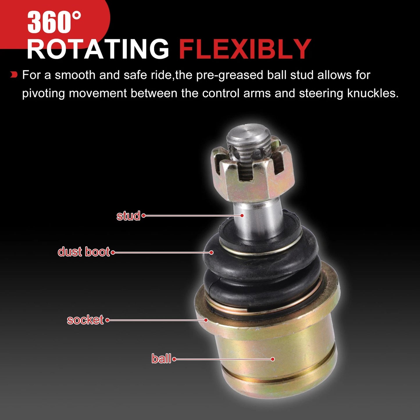 M12x1.25 Left Right Ball Joint Kit for Yamaha Big Bear 400 (2000–2012)