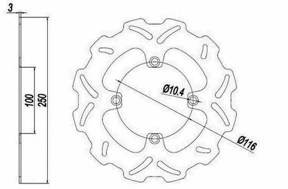 Front Brake Disc for Kawasaki KX 250, KX 500, KLX 300R, 650R (1983-1995)