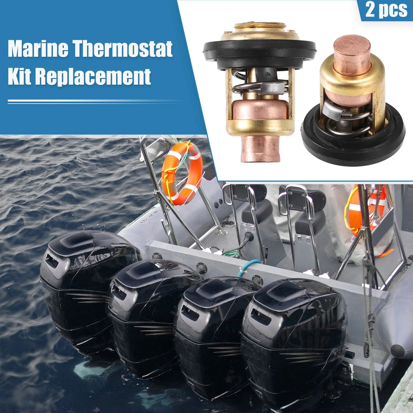 2 x Marine Thermostat Kit for Mercury Marine V-6 135-150 175 200HP 143 Degree