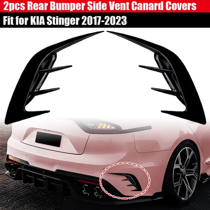 Gloss Black Rear Bumper Side Vent Canard Cover for KIA Stinger (2017–2023)